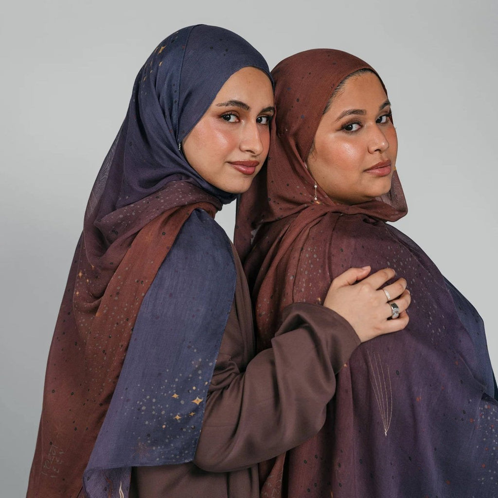 Celestial Sun & Galaxy Print Ombre Hijab Scarf(MH242)