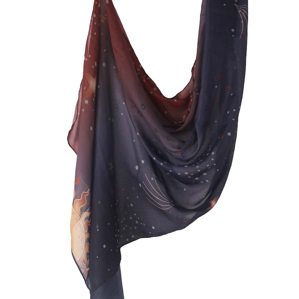 Celestial Sun & Galaxy Print Ombre Hijab Scarf(MH242)