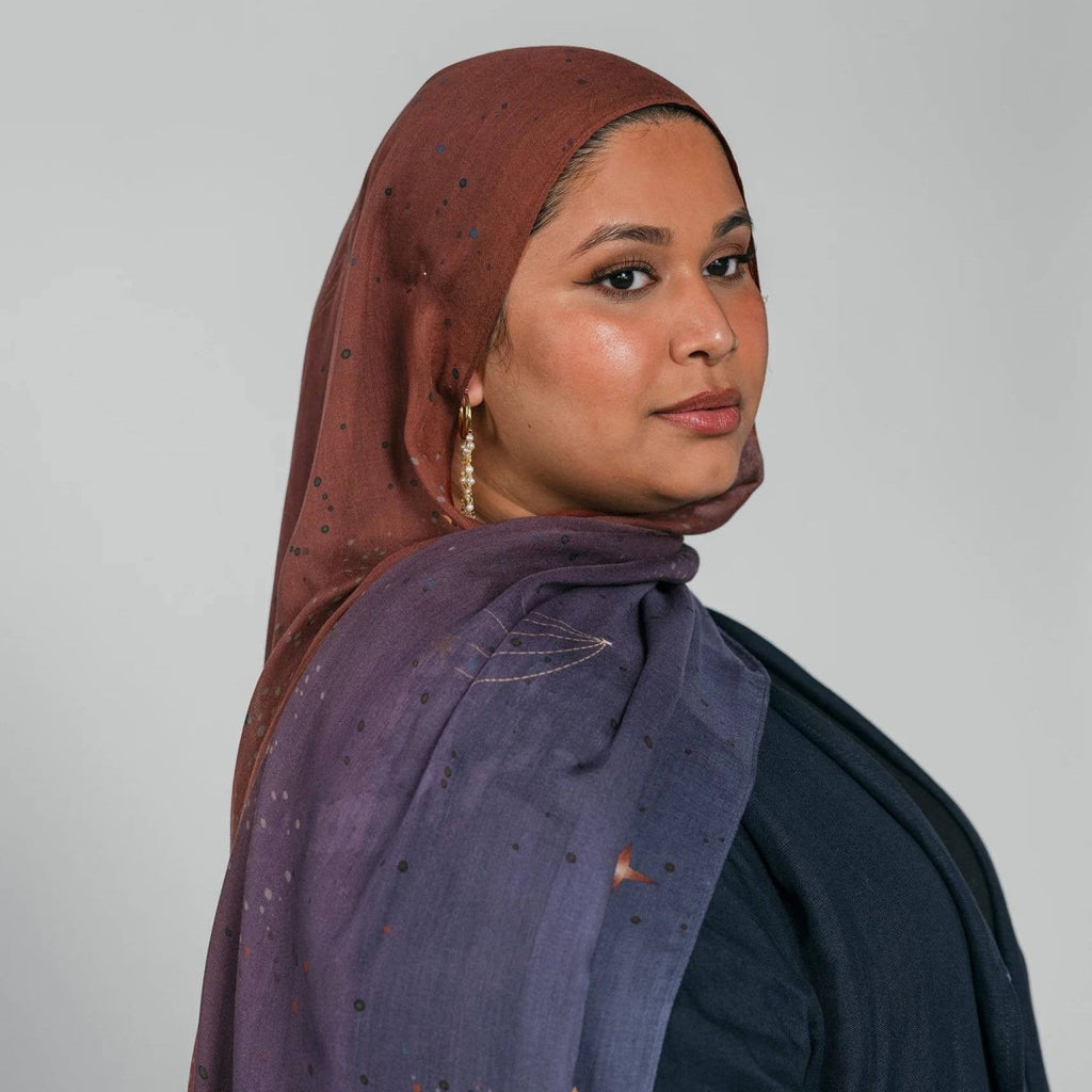 Celestial Sun & Galaxy Print Ombre Hijab Scarf(MH242)