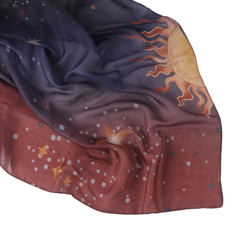Celestial Sun & Galaxy Print Ombre Hijab Scarf(MH242)