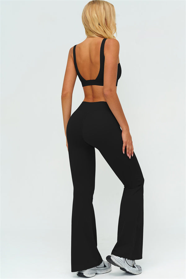 The Lushness V-Back Sports Bra Flared Leggings 2-Piece Set
