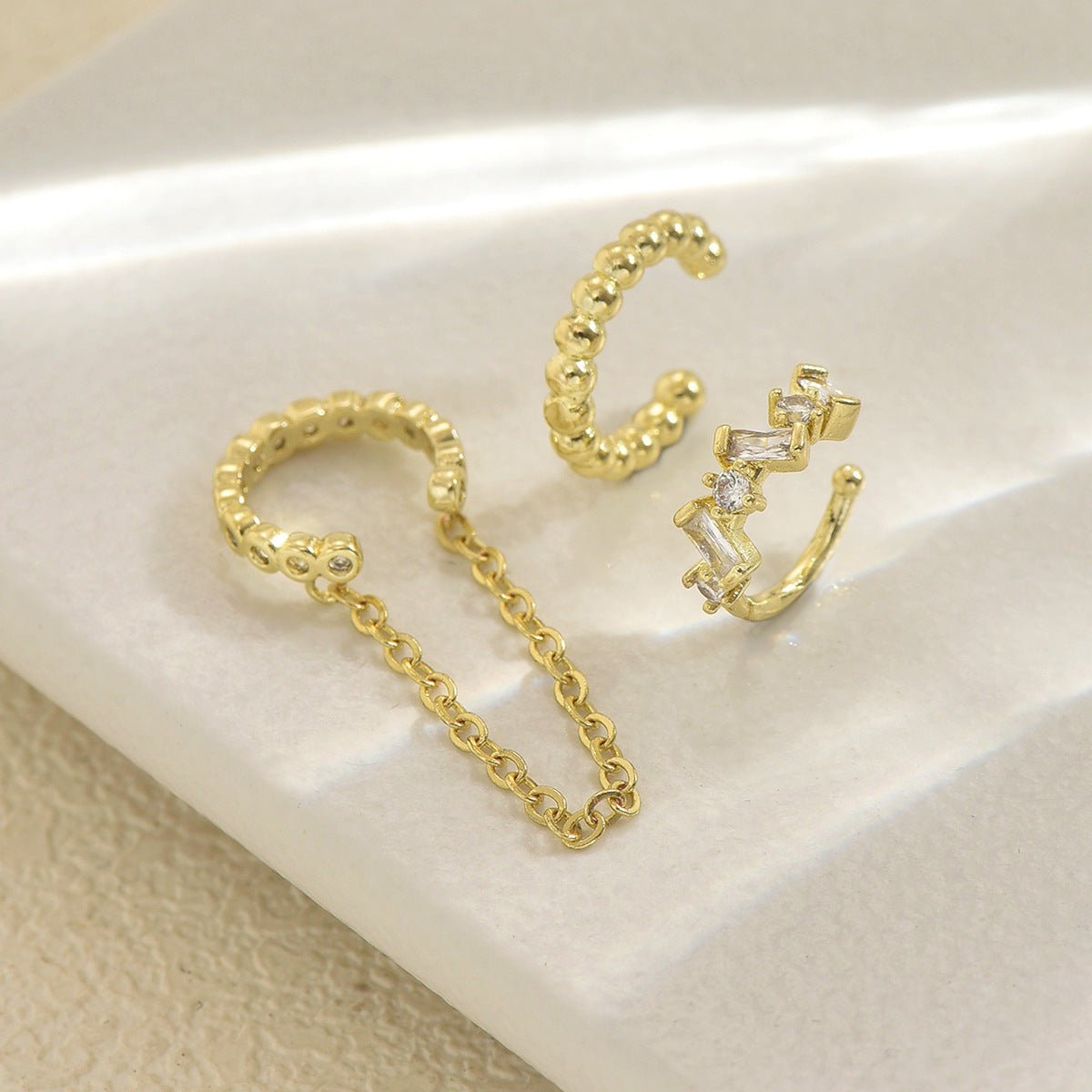 Chain Tassel Crystal Ear Cuff Set (MAC413)