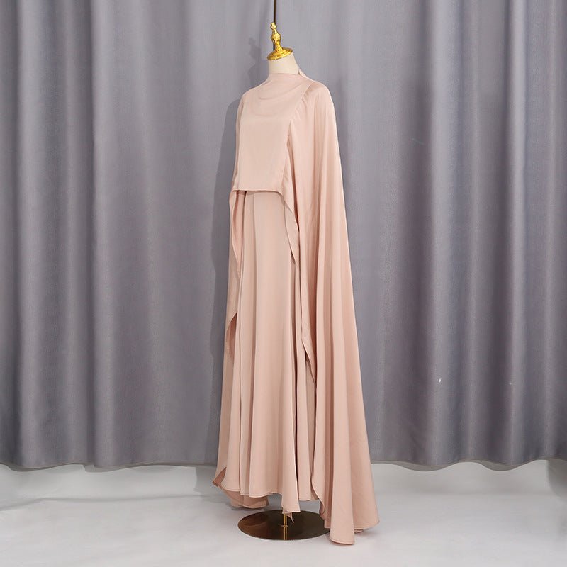 Champagne Satin Cape & Skirt Set(MS314)