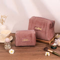 Checkered Velvet Cosmetic Case Multi-Functional Travel Organizer Toiletry Bag (MAC268)