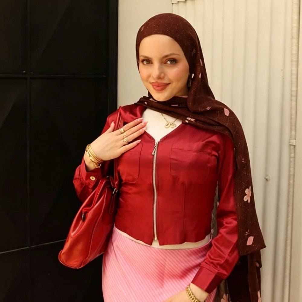 Cherry Blossom Print Hijab Scarf(MH241)