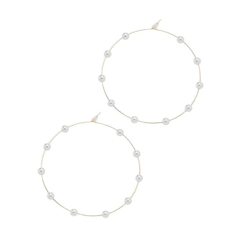 Chic Pearl Earrings Hoop Oversized Earrings (MAC320)