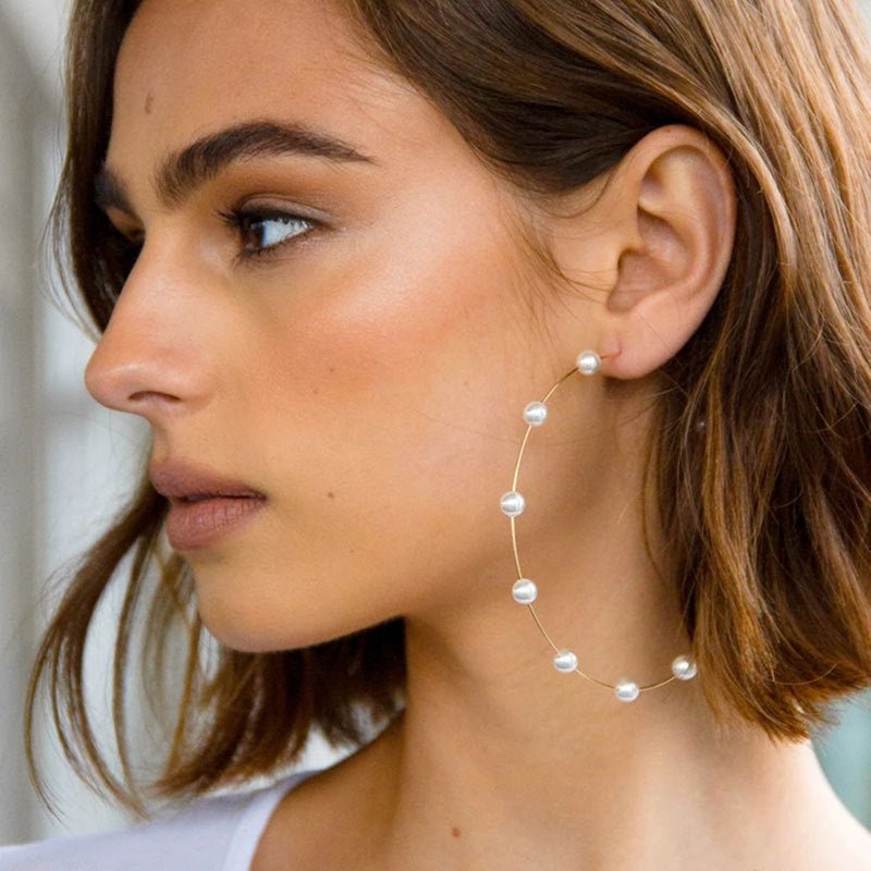 Chic Pearl Earrings Hoop Oversized Earrings (MAC320)