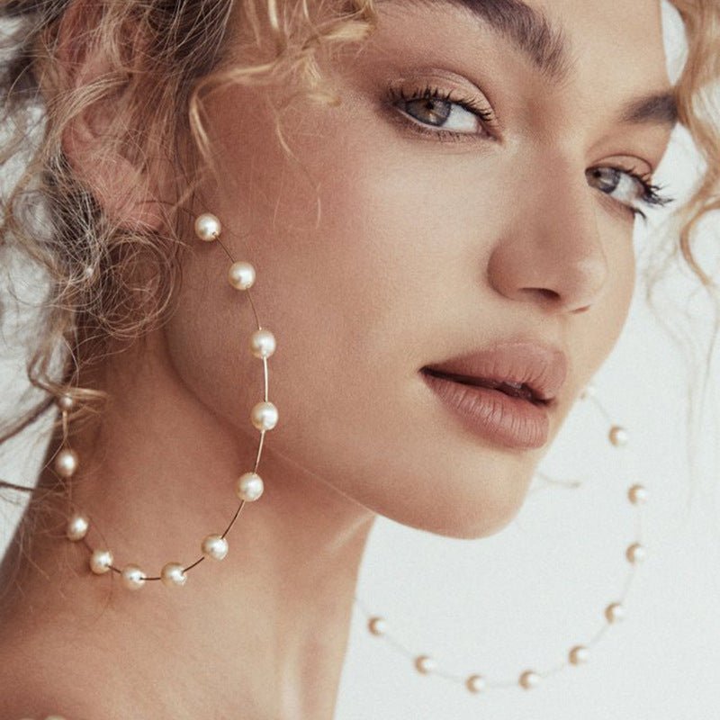 Chic Pearl Earrings Hoop Oversized Earrings (MAC320)