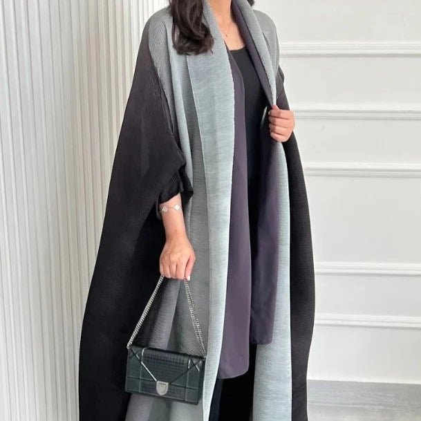 Chic Pleated Ombre Batwing Open Abaya (MOA120）