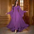Chiffon Asymmetric Tiered Maxi Dress(MS368)