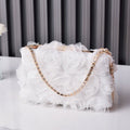 Chiffon Rose Evening Bag | Floral Clutch with Crystal Chain Strap (MAC355)