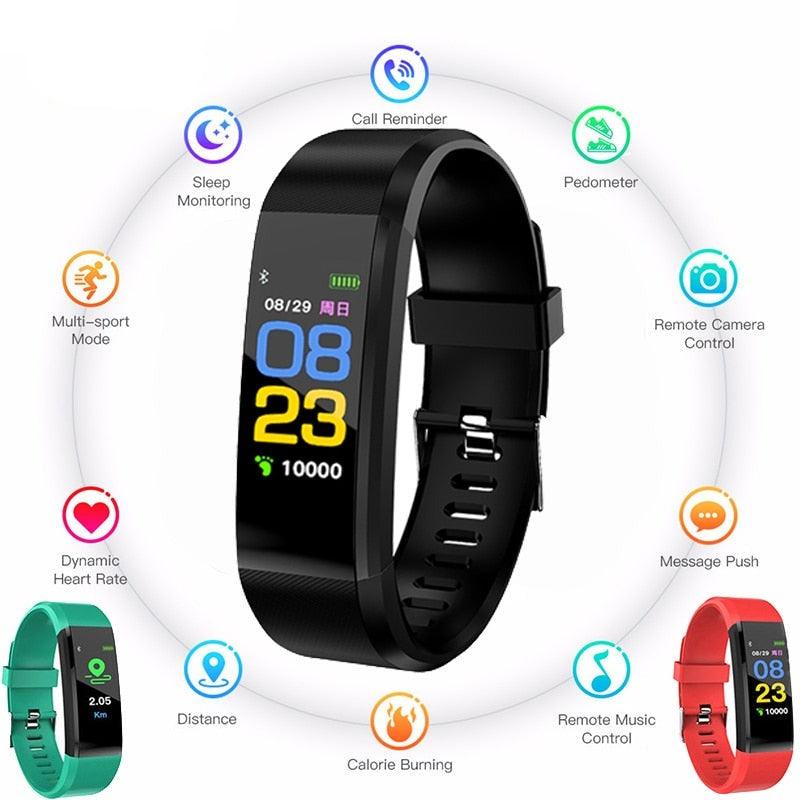 Childrens Sports Watch LED Display Touch Color Screen Top Electronic Watch Waterproof Heart Rate Pedometer Fitness Tracker Heart Rate Sleep And Stress Monitoring Water Resistant Fitness Watch