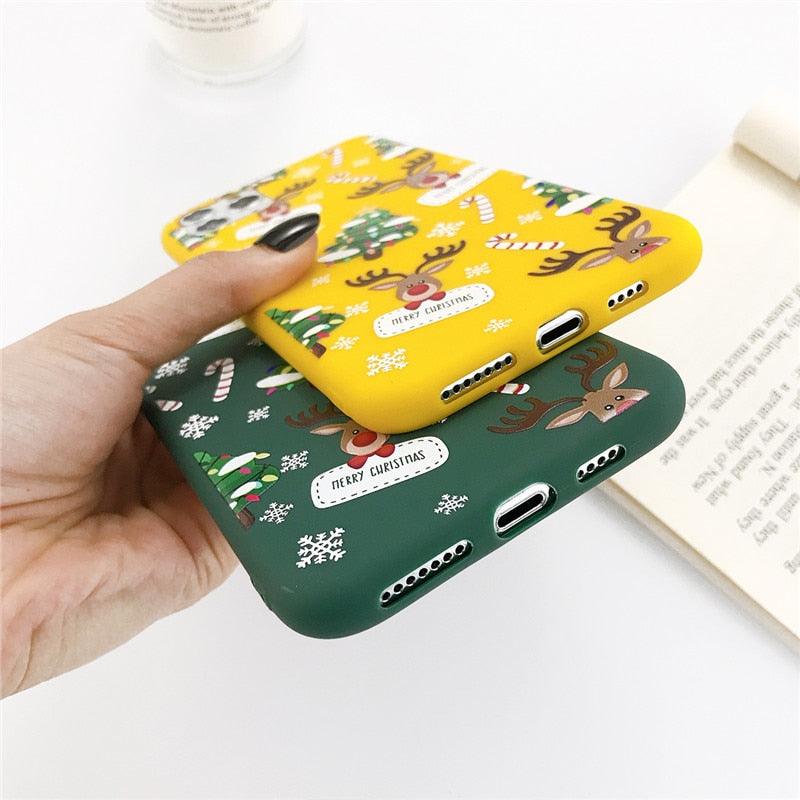 Christmas Beautiful Santa Phone Case For iPhone 13 14 12 11 Pro Max Mini 14Plus Soft Silicone Cover Christmas Silicone Mobile Phone Case Protective Case Comfortable Case for iPhone