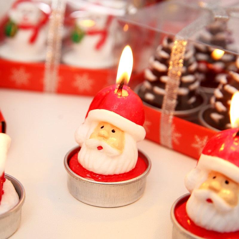 Christmas Candles Paraffin Home Desktop Decorations Tea light Candles Handmade Delicate Santa Snowman Acorn Tree Candles For Christmas Home Decoration Gifts Wedding Party Holiday Lights Christmas Ornaments