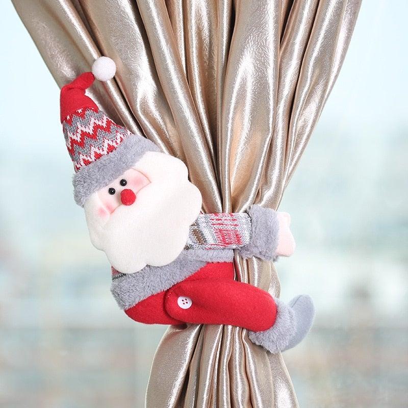 Christmas Curtain Holder Merry Christmas Decoration For Home Ornament New Year Santa Claus Xmas Curtain Home Decorr Creative Curtain Tieback Hold Back Fastener Christmas Wine Bottle Topper for Xmas Holiday Home Window Decorations