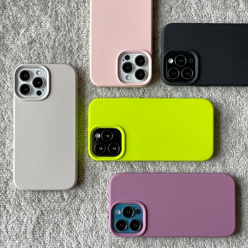 Classic Candy Color Silicone Case For iphone 13 12 Mini 14 13 Pro Max Camera Lens Protective Bumper Cover For iPhone 14 12 Pro Soft Flexible Silicone Slim Fit Case For Iphone