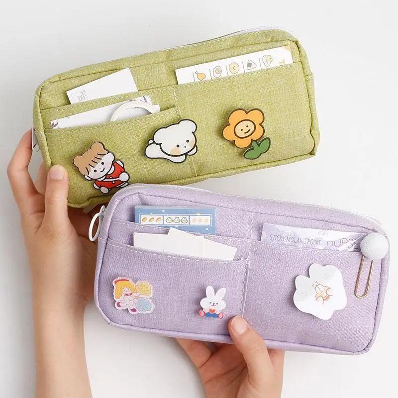 Classic Cartoon Large Capacity Stylish Students Pencil Pouch Cute Creative Design Case For School