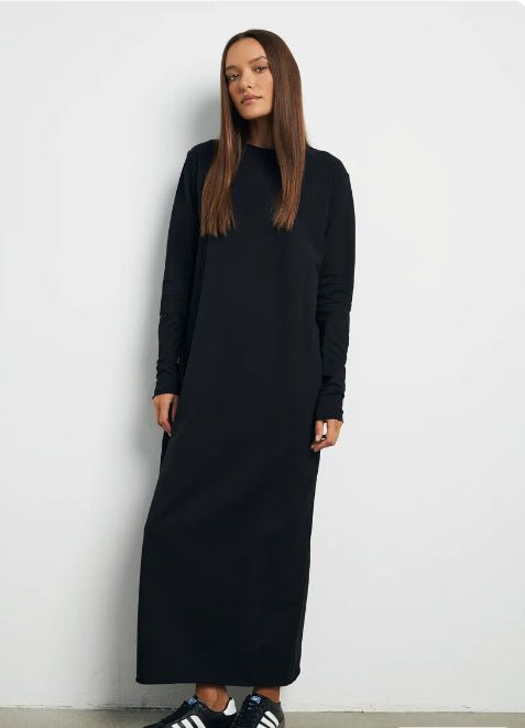 Classic Pullover Maxi Dress | Round Neck Long Sleeve Solid Color Dress(MA317)