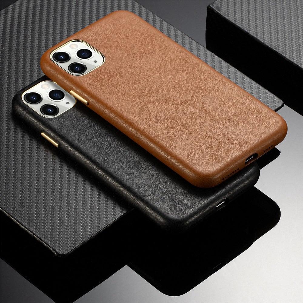 Classic Leather Case Compatible with iPhone Slim Leather Protective Case Midnight Green Luxury Genuine Leather Cover For iPhone 14 Pro 13 12 11 Pro Max X XS XR 7 8 Plus Case Vintage Leather Business Men Iphone Case
