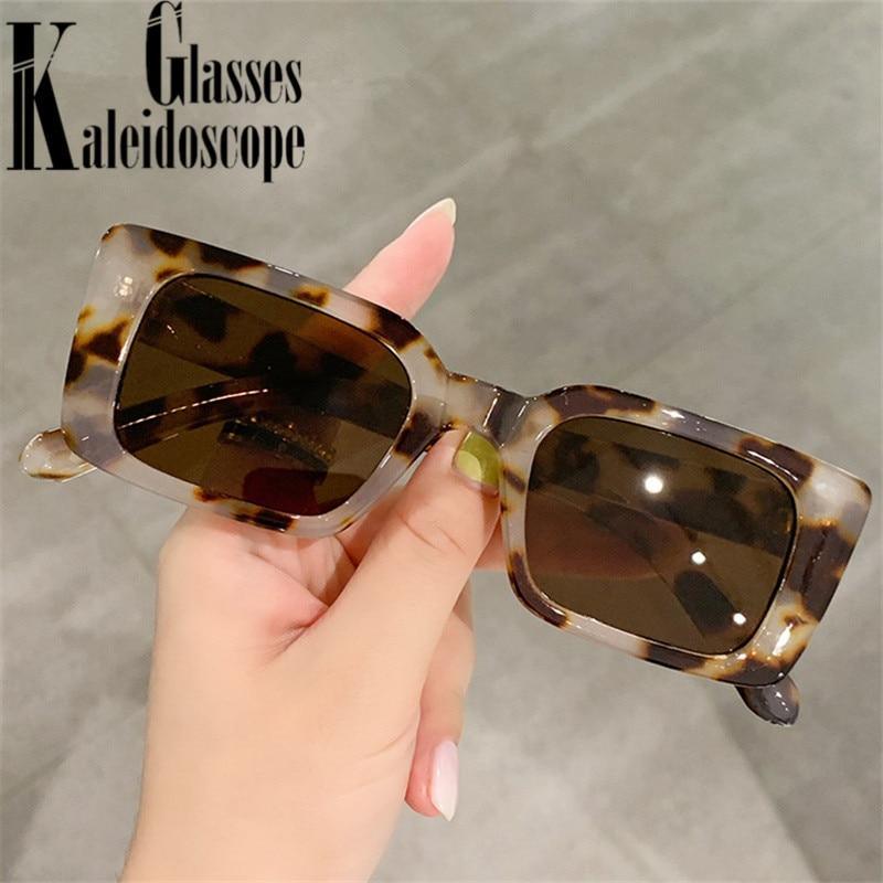 Classic New Rectangle Shape Sunglasses For Women Rectangle Sunglasses for Women 90’s Vintage Shades Square Thick Frame Glasses Luxury Design New Small Square  Eyewear Decent Shades