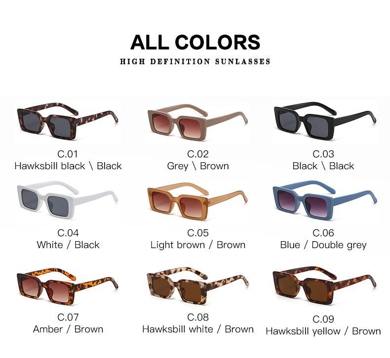 Classic New Rectangle Shape Sunglasses For Women Rectangle Sunglasses for Women 90’s Vintage Shades Square Thick Frame Glasses Luxury Design New Small Square  Eyewear Decent Shades