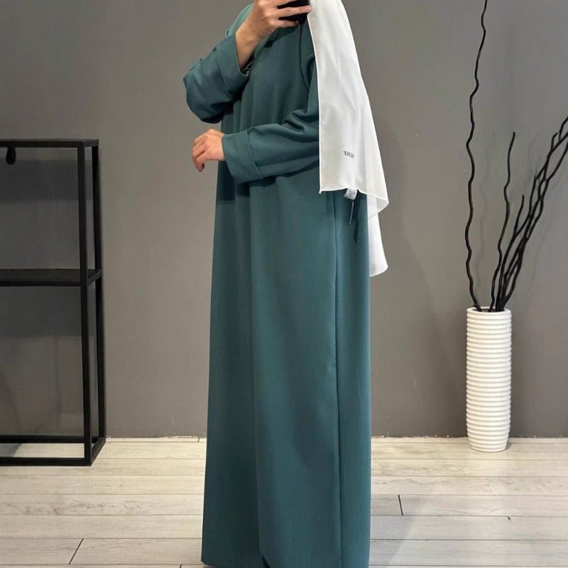 Classic Round Neck Pullover Maxi Dress | Minimalist Solid Color Fall Winter Dress(MA318)