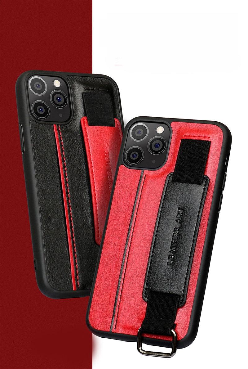 Classic Vintage Design Leather Belt Style With Strap Case for iPhone 14 13 12 Mini 11 Pro Max XS XR Max 8 7 6S Plus PU Leather Wristband Card Holder Full Cover Business Simple Iphone Case For Men And Women