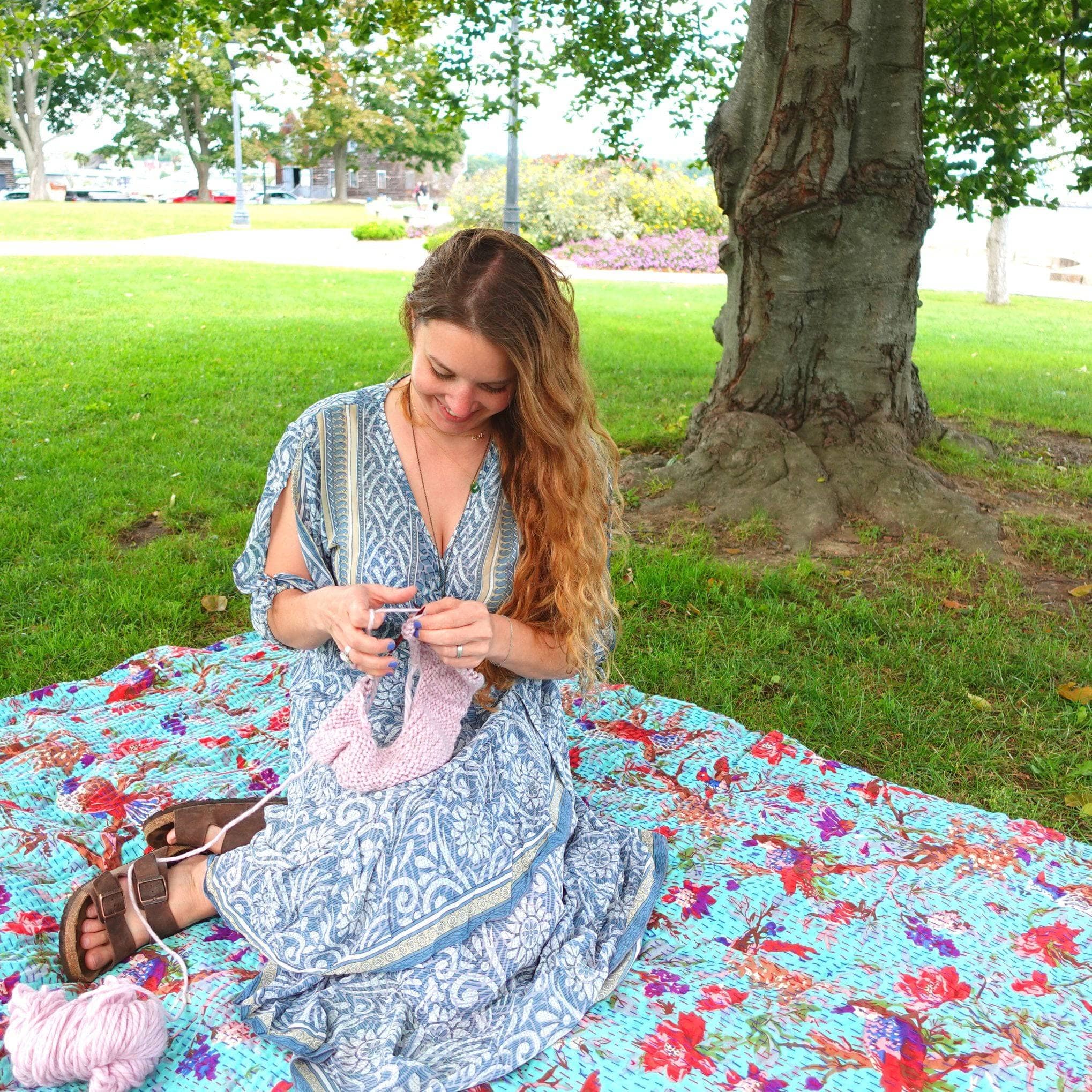 Handmade Kantha Quilt Blanket