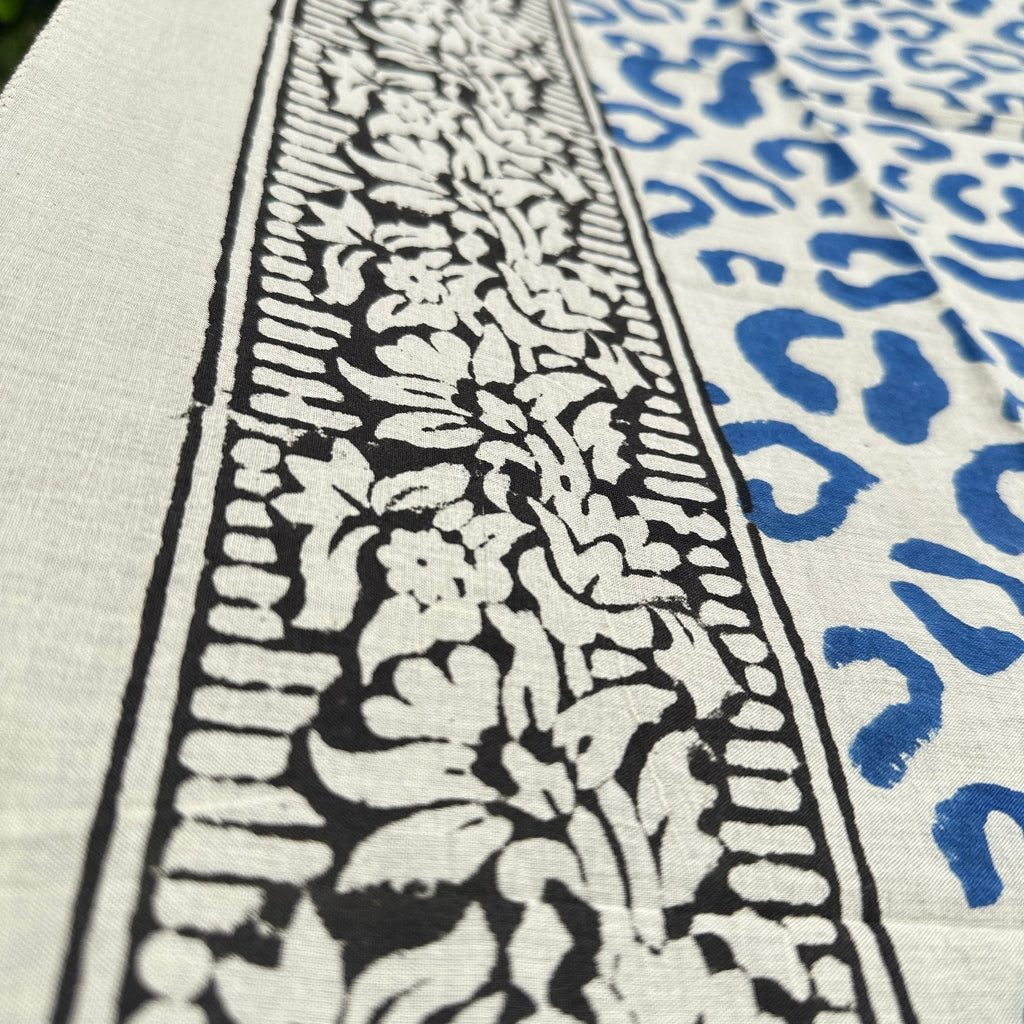 Wild Indigo Bloom – Hand Block Print Cotton Scarf, Oversized Boho Wrap & Lightweight Sarong