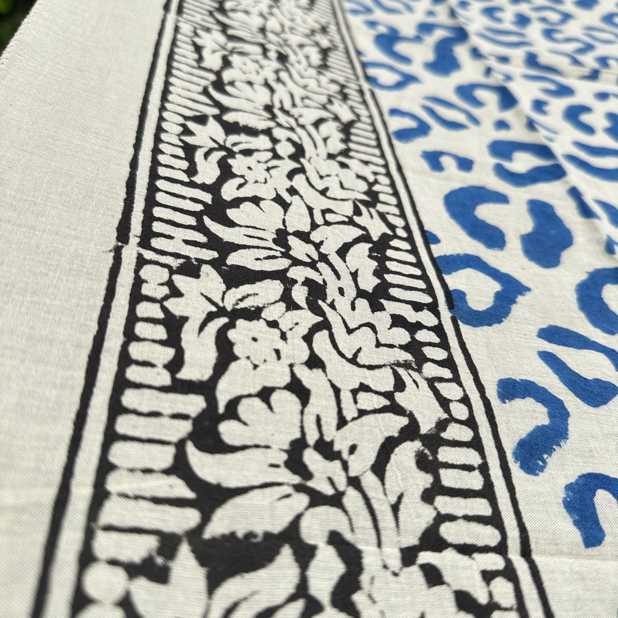 Wild Indigo Bloom – Hand Block Print Cotton Scarf, Oversized Boho Wrap & Lightweight Sarong