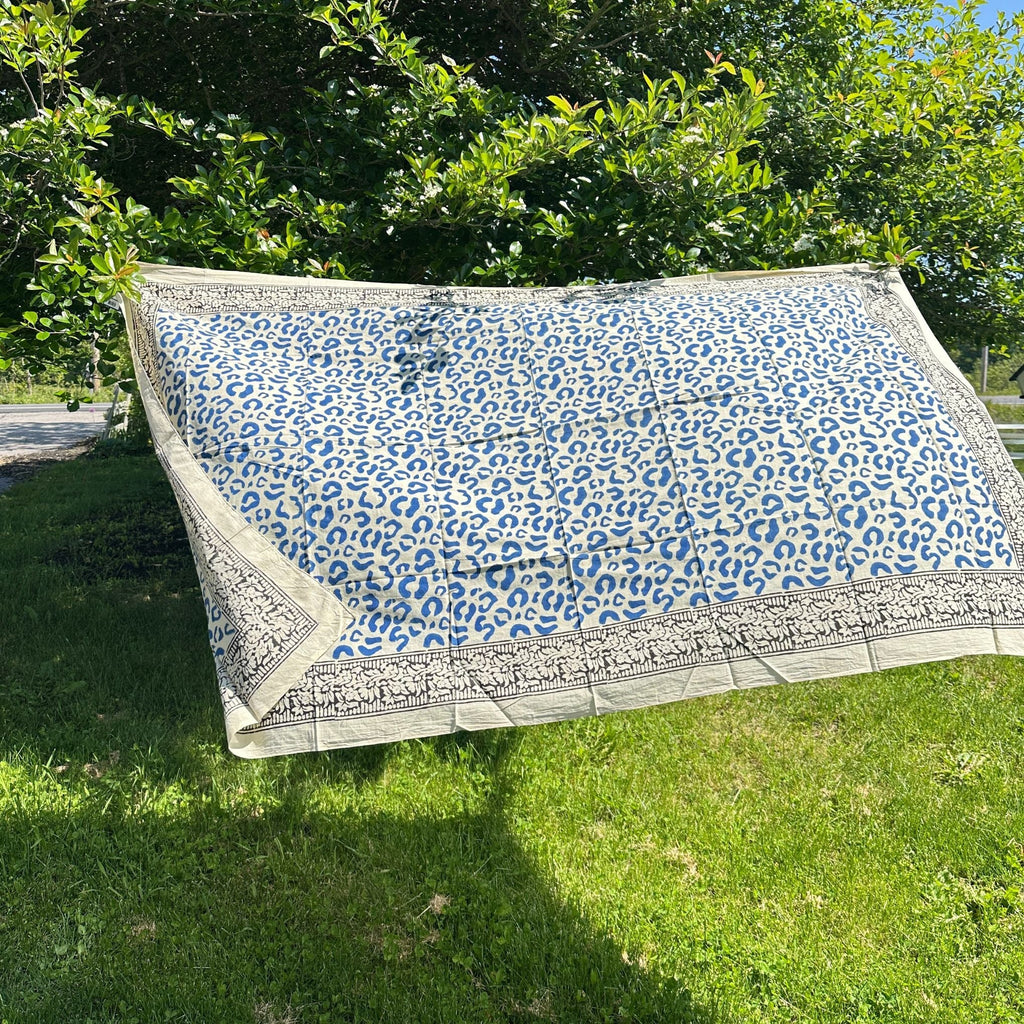 Wild Indigo Bloom – Hand Block Print Cotton Scarf, Oversized Boho Wrap & Lightweight Sarong