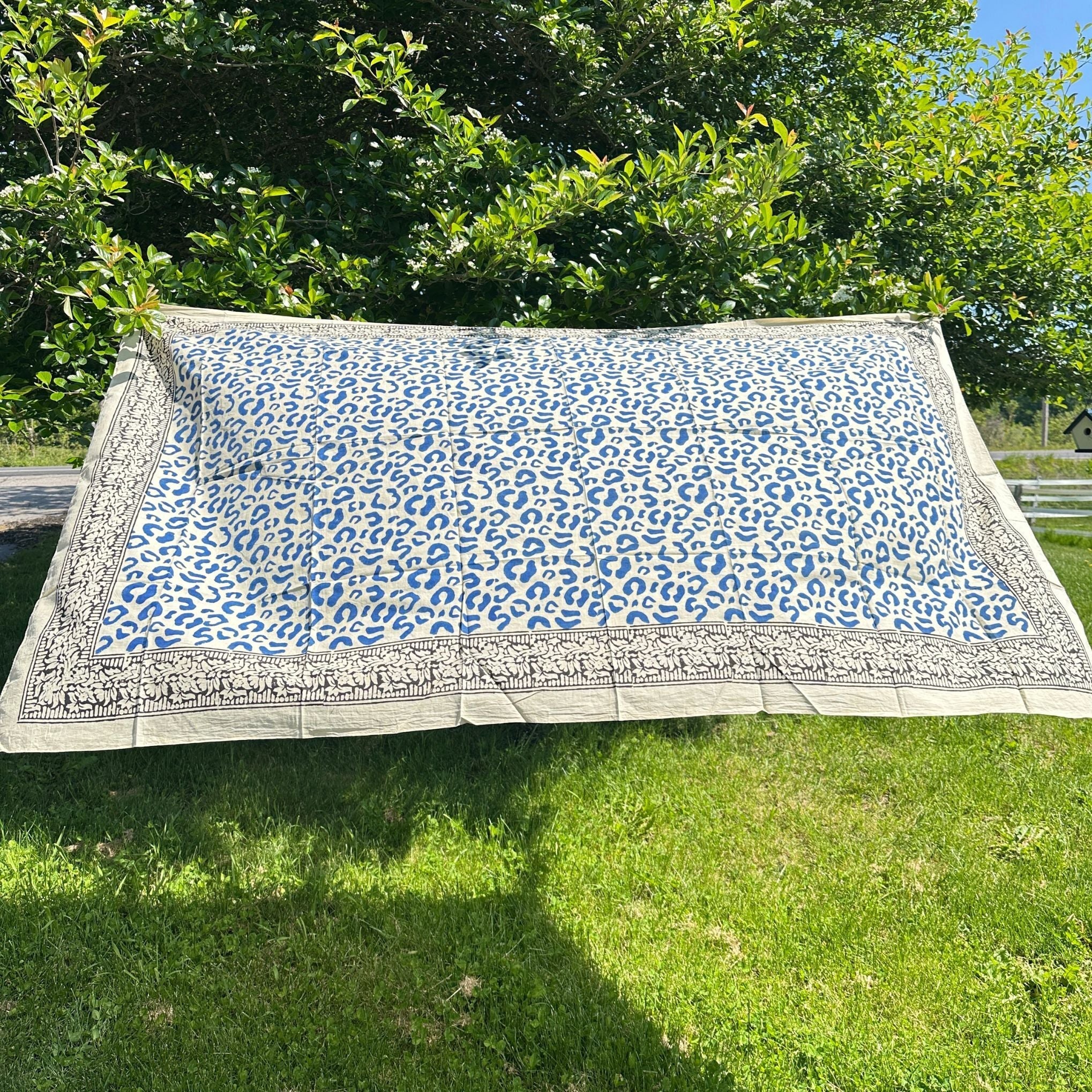 Wild Indigo Bloom – Hand Block Print Cotton Scarf, Oversized Boho Wrap & Lightweight Sarong