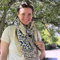 Wild Indigo Bloom – Hand Block Print Cotton Scarf, Oversized Boho Wrap & Lightweight Sarong