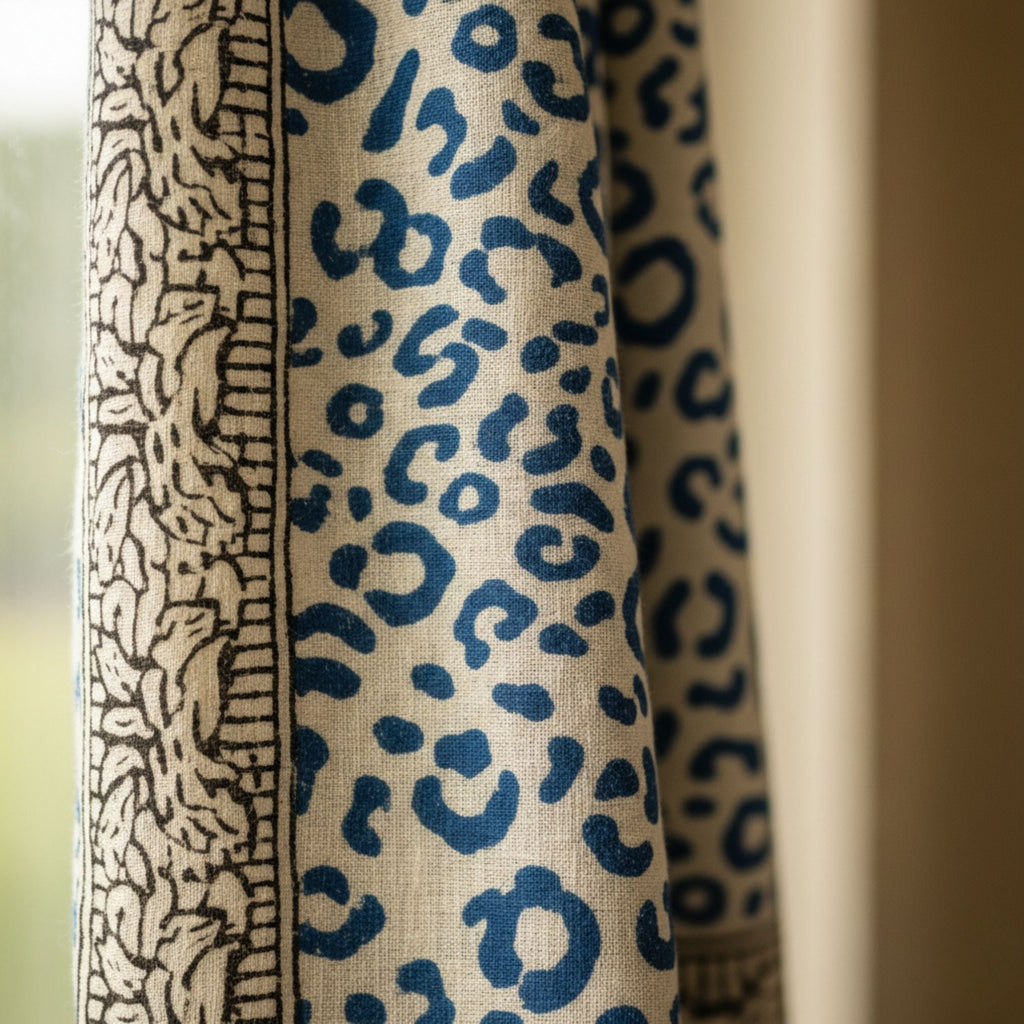 Wild Indigo Bloom – Hand Block Print Cotton Scarf, Oversized Boho Wrap & Lightweight Sarong