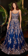 Ladivine CM323 Long A-line Glitter Print Ball Gown
