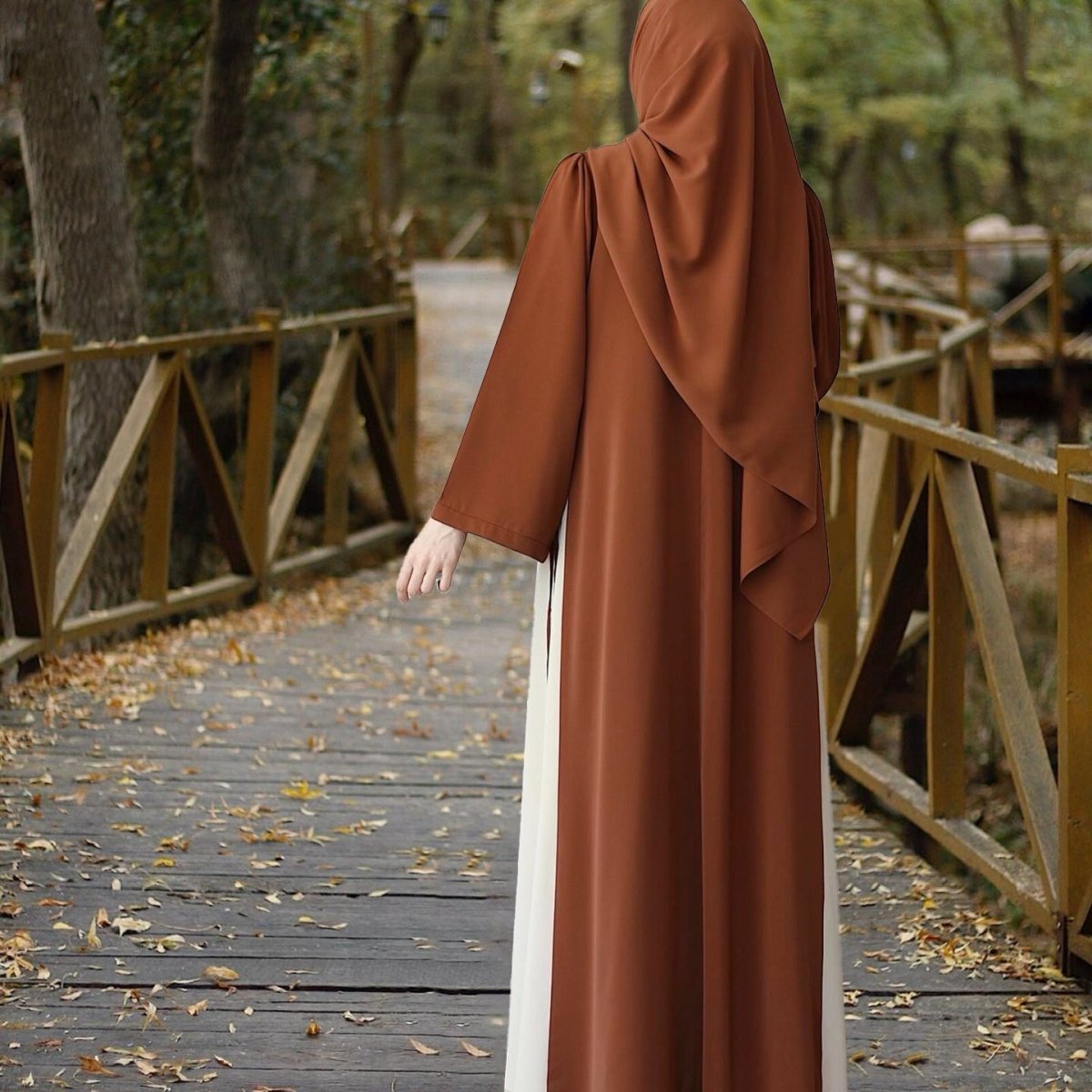 Colorblock Side-Tie Abaya | Two-Tone Round Neck Maxi Dress Abaya (MA362)