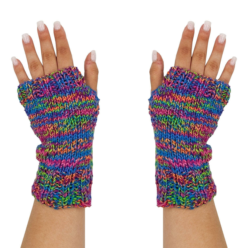 Colorful Fingerless Mitts Knitting and Crochet Pattern