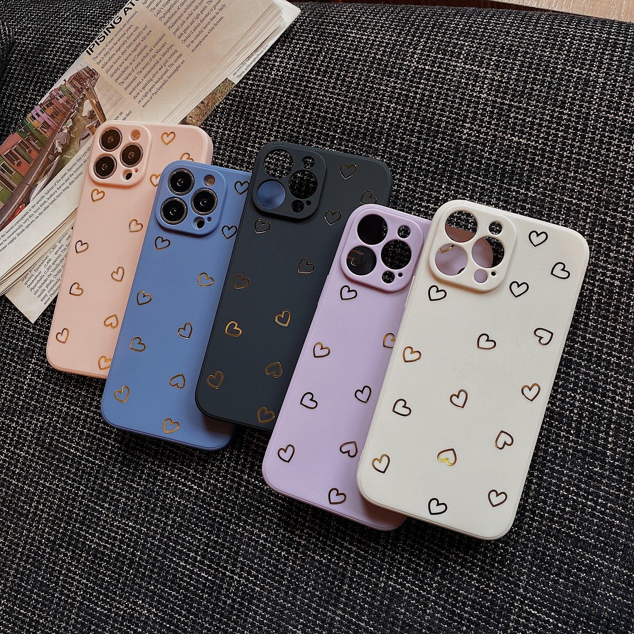 Colorful Silicone Case Soft Protection Cute Pattern Cute Little Heart Phone Case For iPhone 14 Pro Max 13 12 11 X XR XS Max 7 8 Plus Silicone Camera Back Case Cover