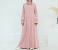 Comfortable Milk Silk Hooded Maxi Dress with Pockets | Elastic Cuff Long Sleeve Dress(MA321)