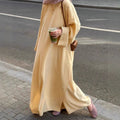Comfortable Solid Color Abaya & Loose Pants Set | 2-Piece Casual Modest Abaya Outfit (MS136)