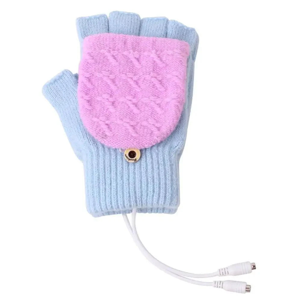 Comfortable Warm USB Heating Winter Gloves Hand Warmers Fingerless Mittens Hand Laptop Half Electric Heating Gloves Soft Hands Warmer