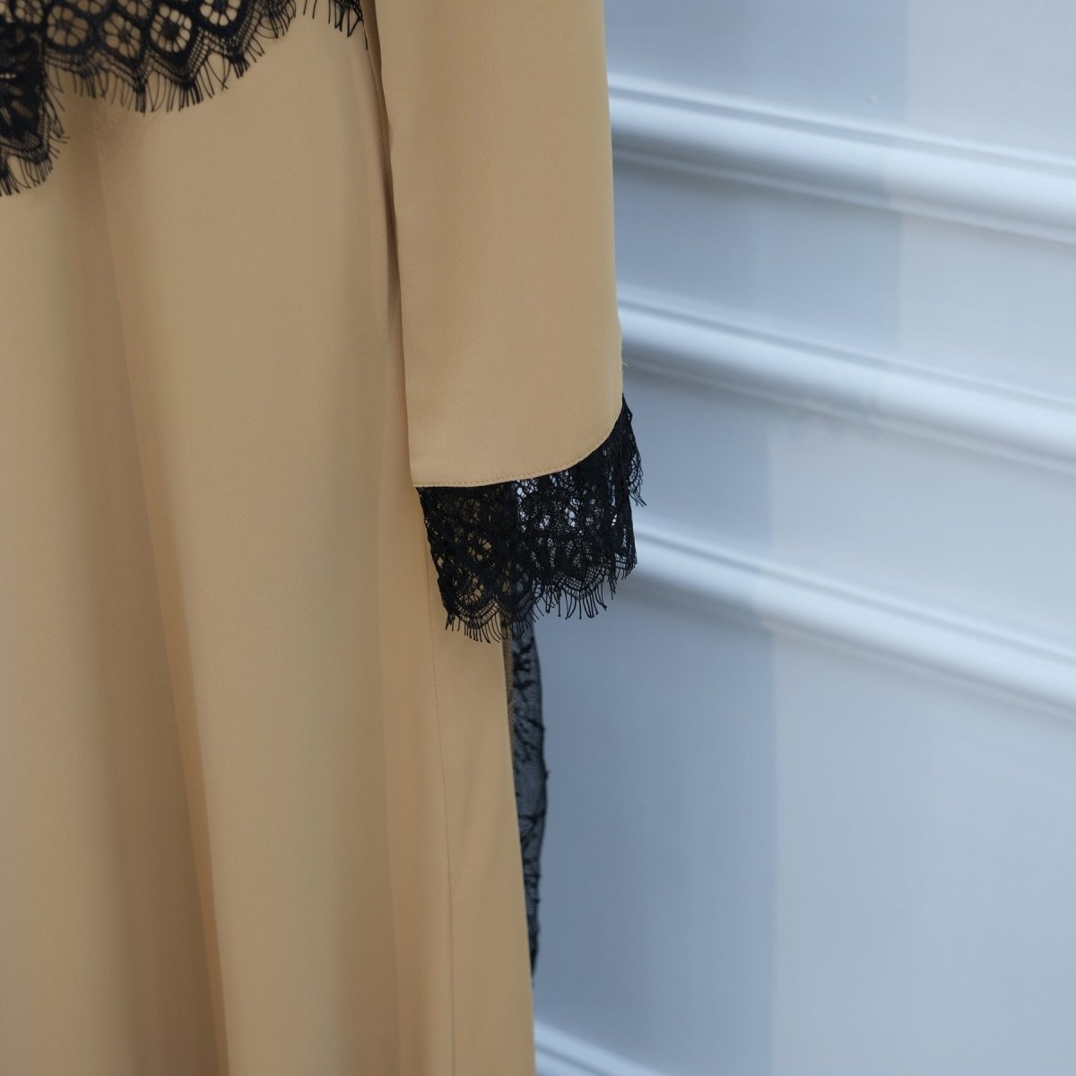 Contrast Lace Waist Panel Maxi Dress(MS409)