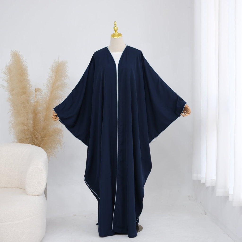Contrast Piped Batwing Open Abaya(MOA325)