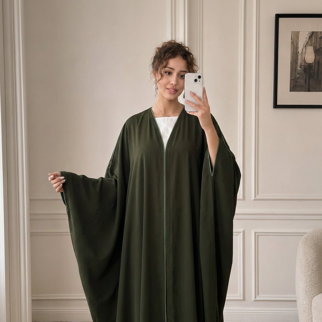 Contrast Piped Batwing Open Abaya(MOA325)