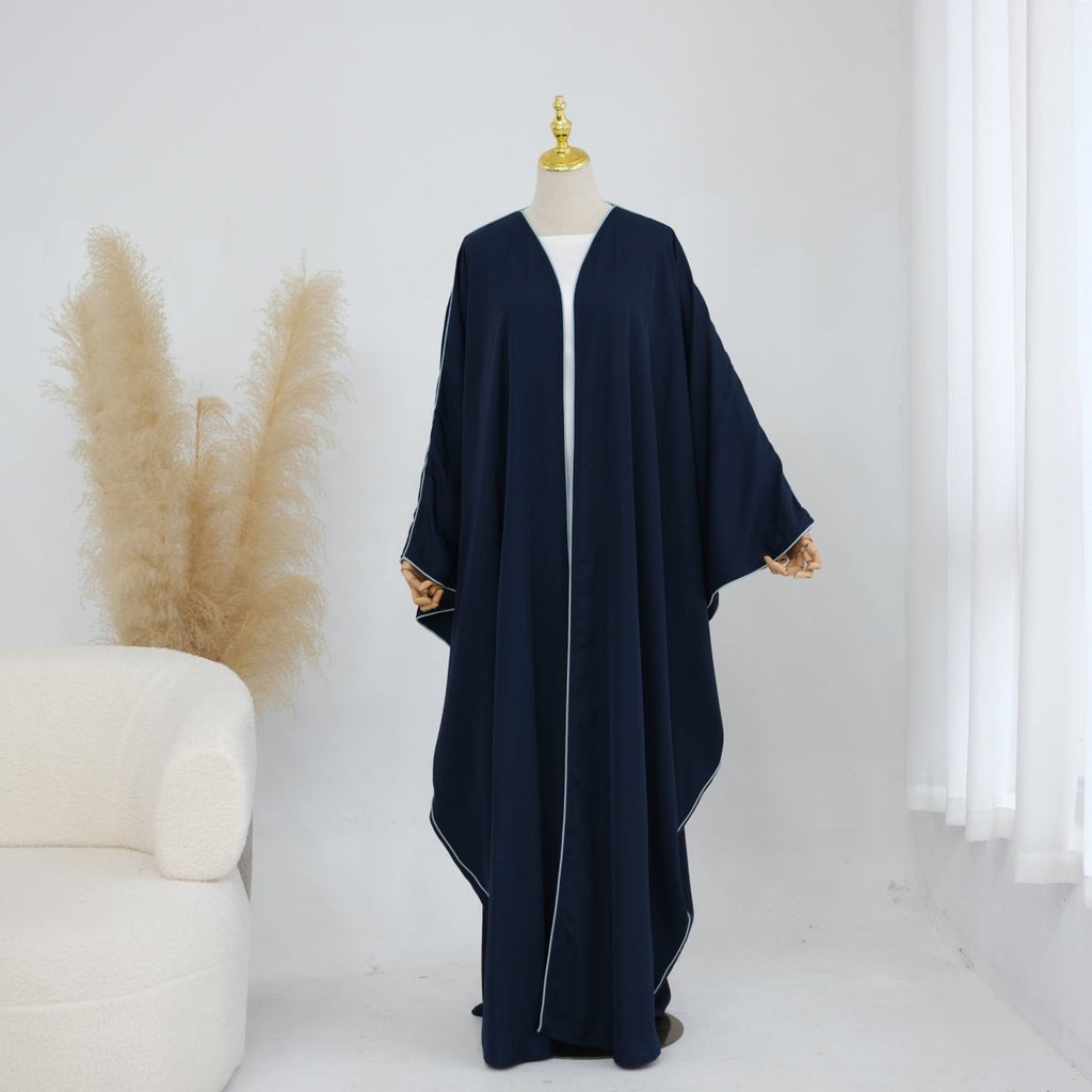 Contrast Piped Batwing Open Abaya(MOA325)