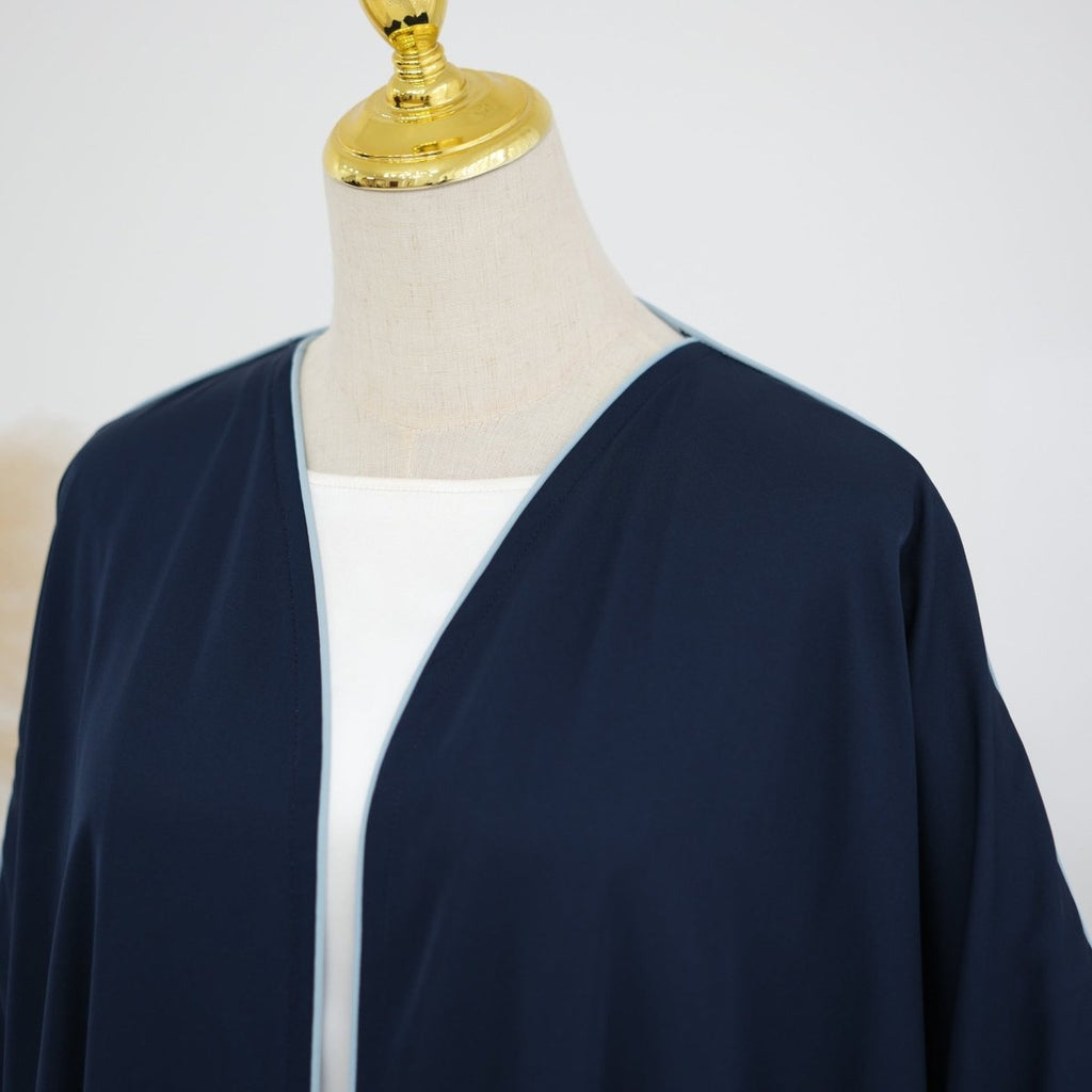 Contrast Piped Batwing Open Abaya(MOA325)