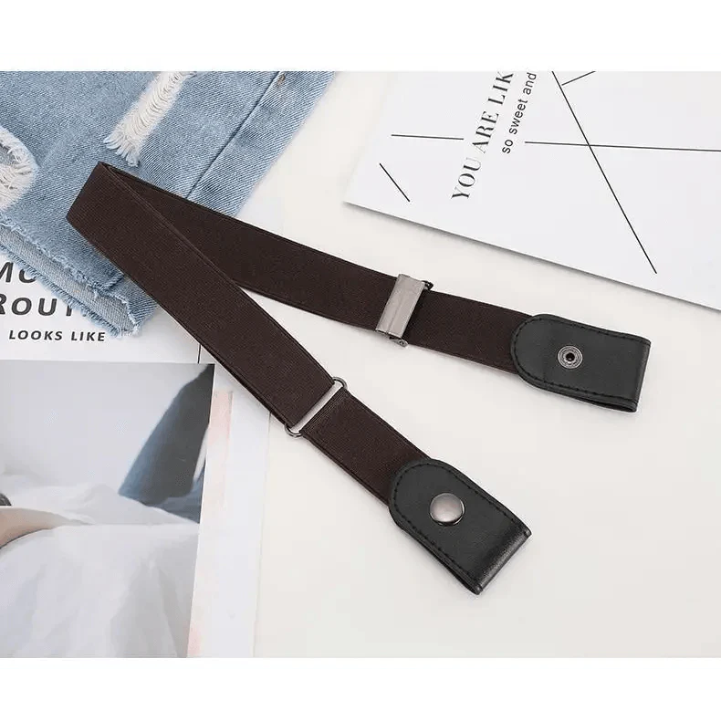 Cool Buckle-Free Stretch Elastic Waist Belt Unisex Style No Buckle Fashion Waistbands For Men And Women Simple Black Stretch Belt Invisible Elastic Belt For Jeans Pants Dresses
