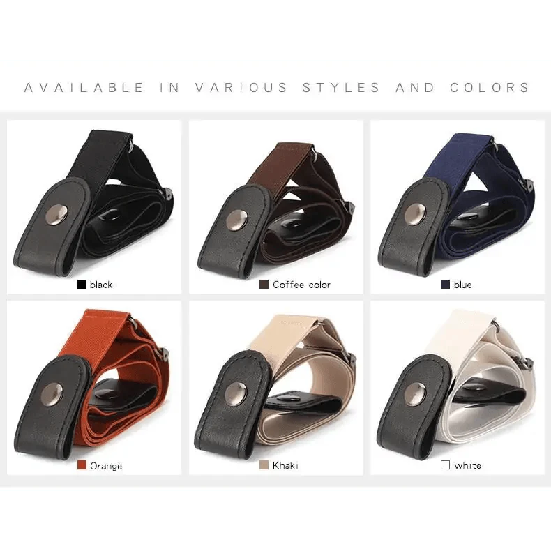 Cool Buckle-Free Stretch Elastic Waist Belt Unisex Style No Buckle Fashion Waistbands For Men And Women Simple Black Stretch Belt Invisible Elastic Belt For Jeans Pants Dresses