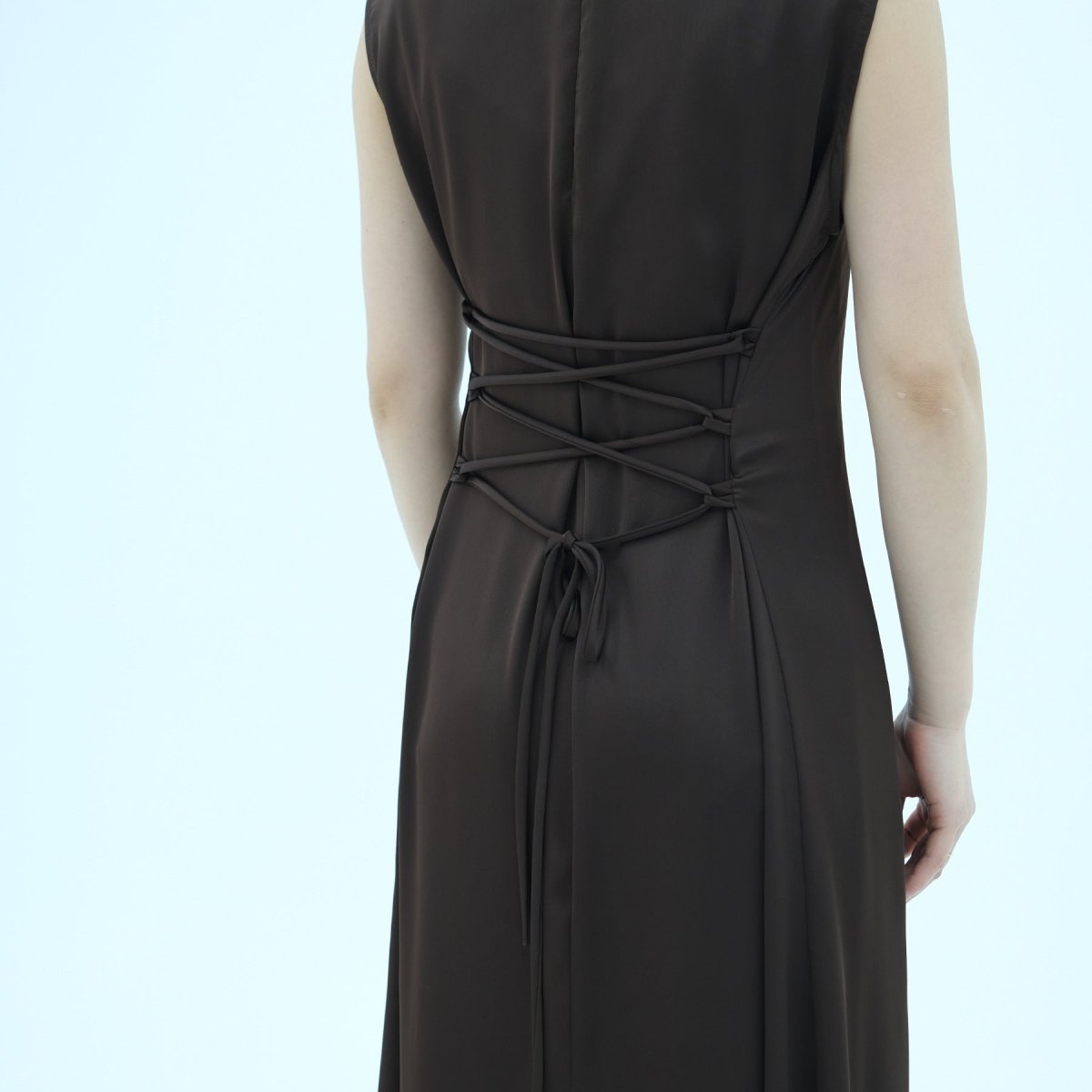 Corset-Back Lace-Up Sleeveless Maxi Dress(MS472)