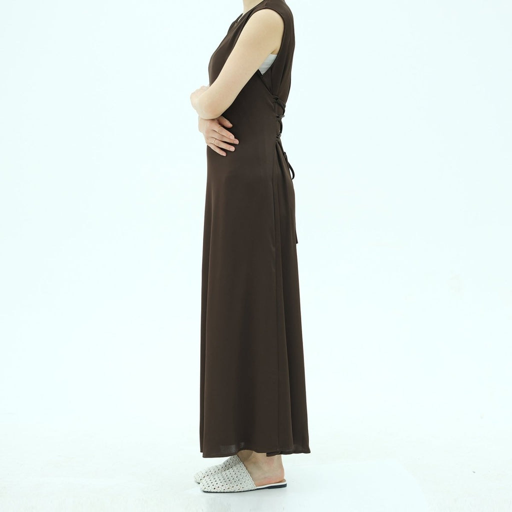 Corset-Back Lace-Up Sleeveless Maxi Dress(MS472)